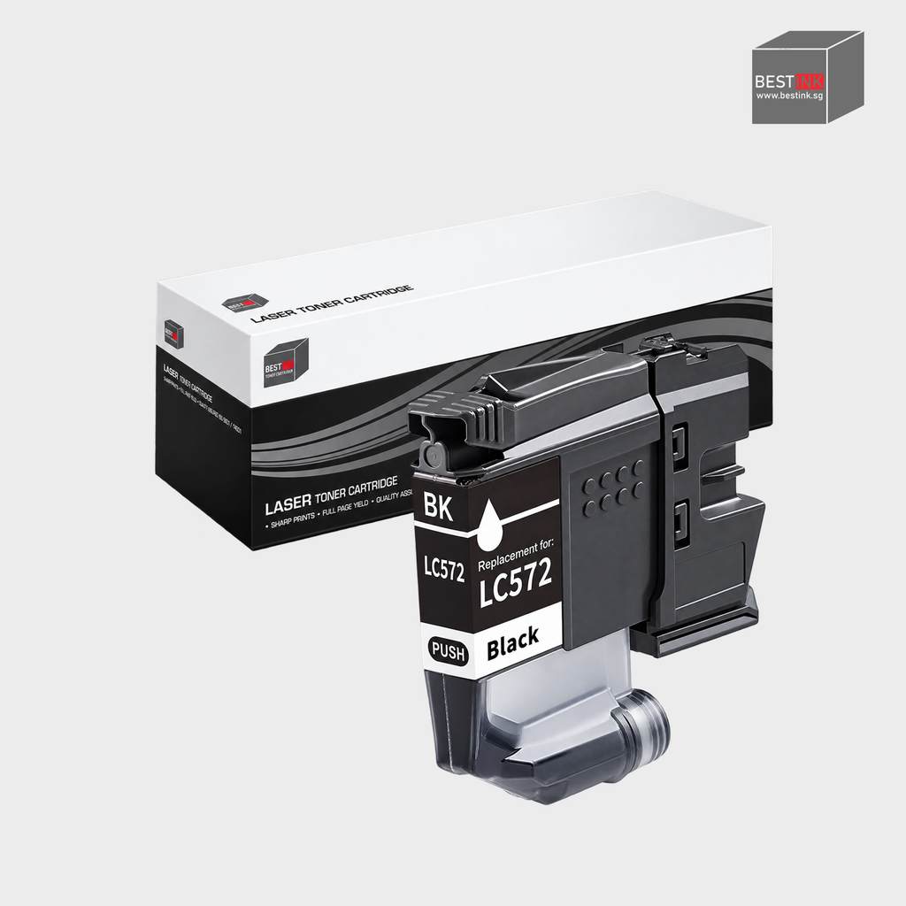 Bestink LC572 LC-572 Ink Cartridge Black Pigment Cyan Magenta Yellow for Brother Inkjet Printers 1 Yr Brother Warranty