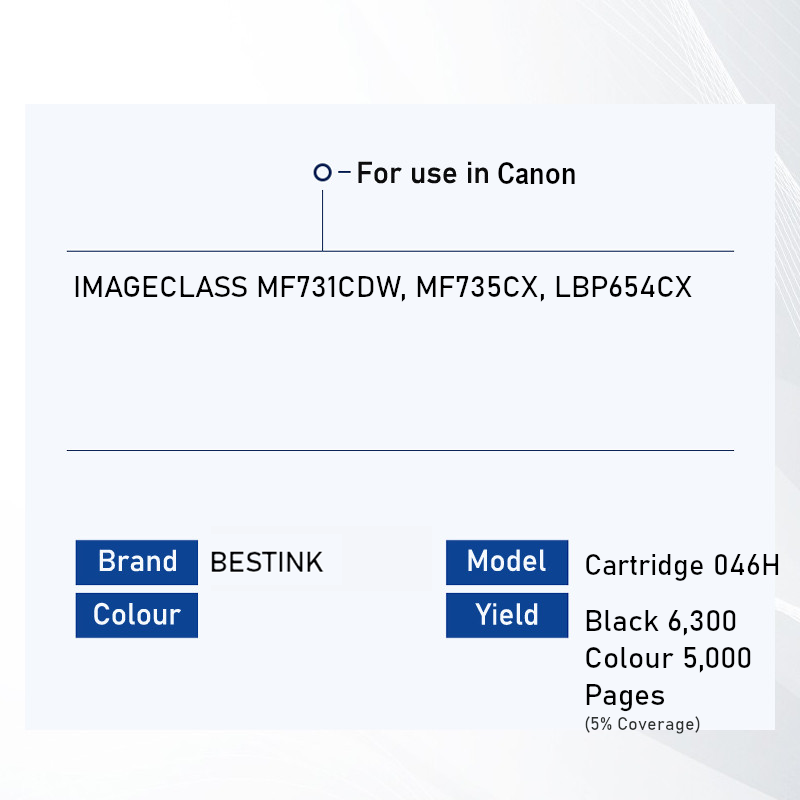 Bestink 046H Black Cyan Magenta Yellow High Yield Toner Cartridge for use in ImageClass MF731CDW MF735CX LBP654CX MF 731CDW MF 735CX LBP 654CX